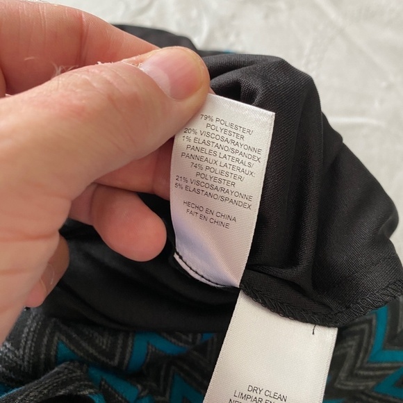 Nine West Women's Sleeveless Black/Teal‎ Aztec Geometric Midi Dress Size 8 - Picture 10 of 14